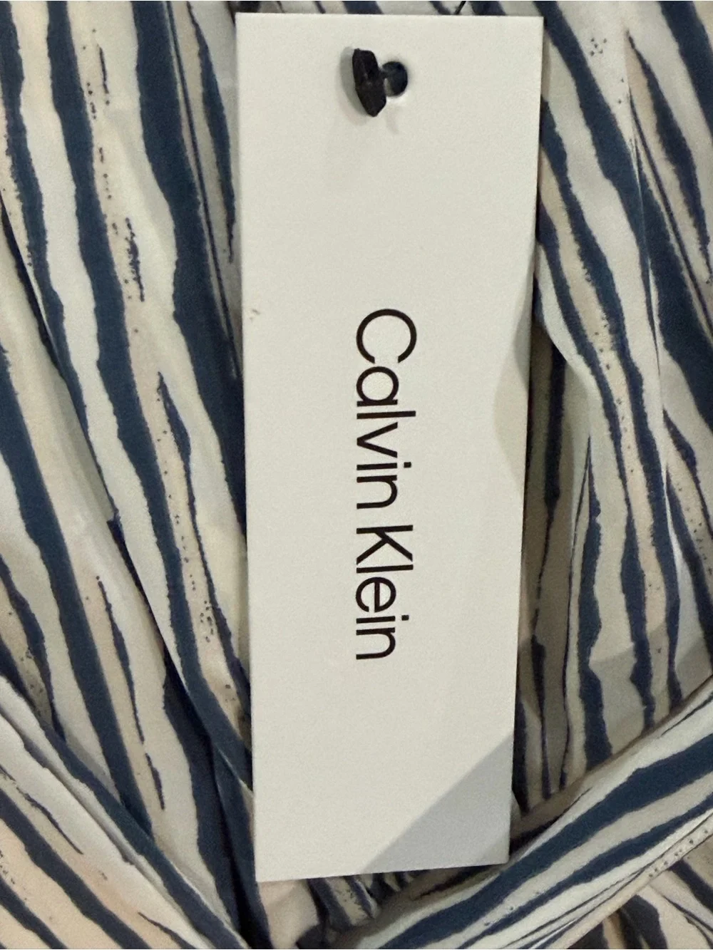 Calvin Klein Maxi Dress Size 10 Blue Stripe Wrap Waist Tie Coastal Chic Cottage - Picture 6 of 12
